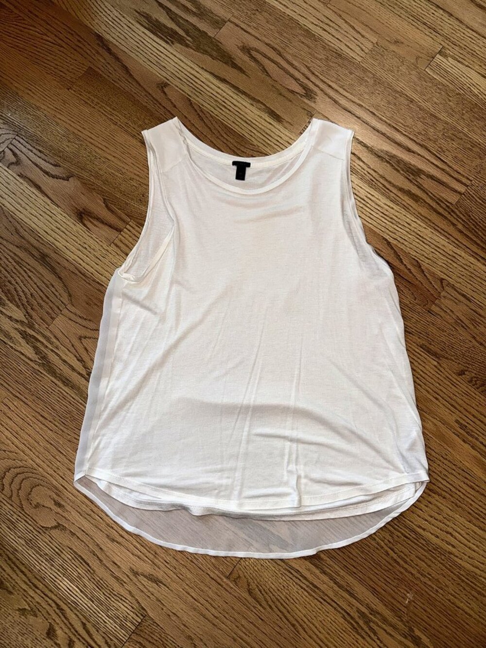 J.Crew Ivory Sleeveless Drapey Tank with Sheer Back Size M